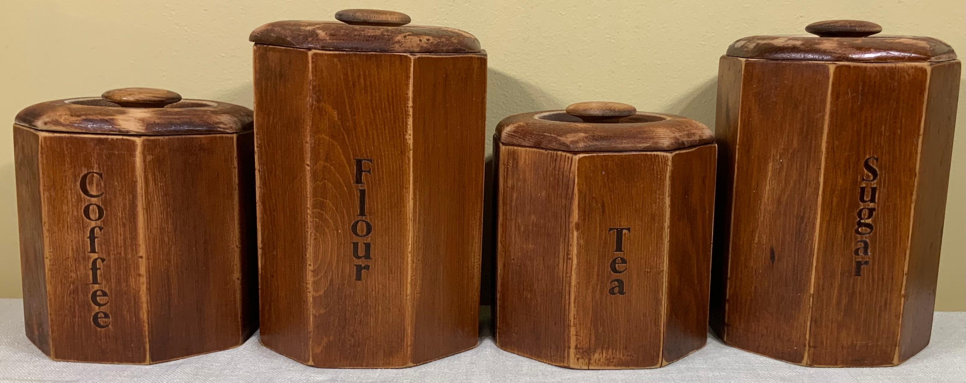 Juego de Cuatro Dispensadores de Café, Té, Azúcar y Harina en venta 2