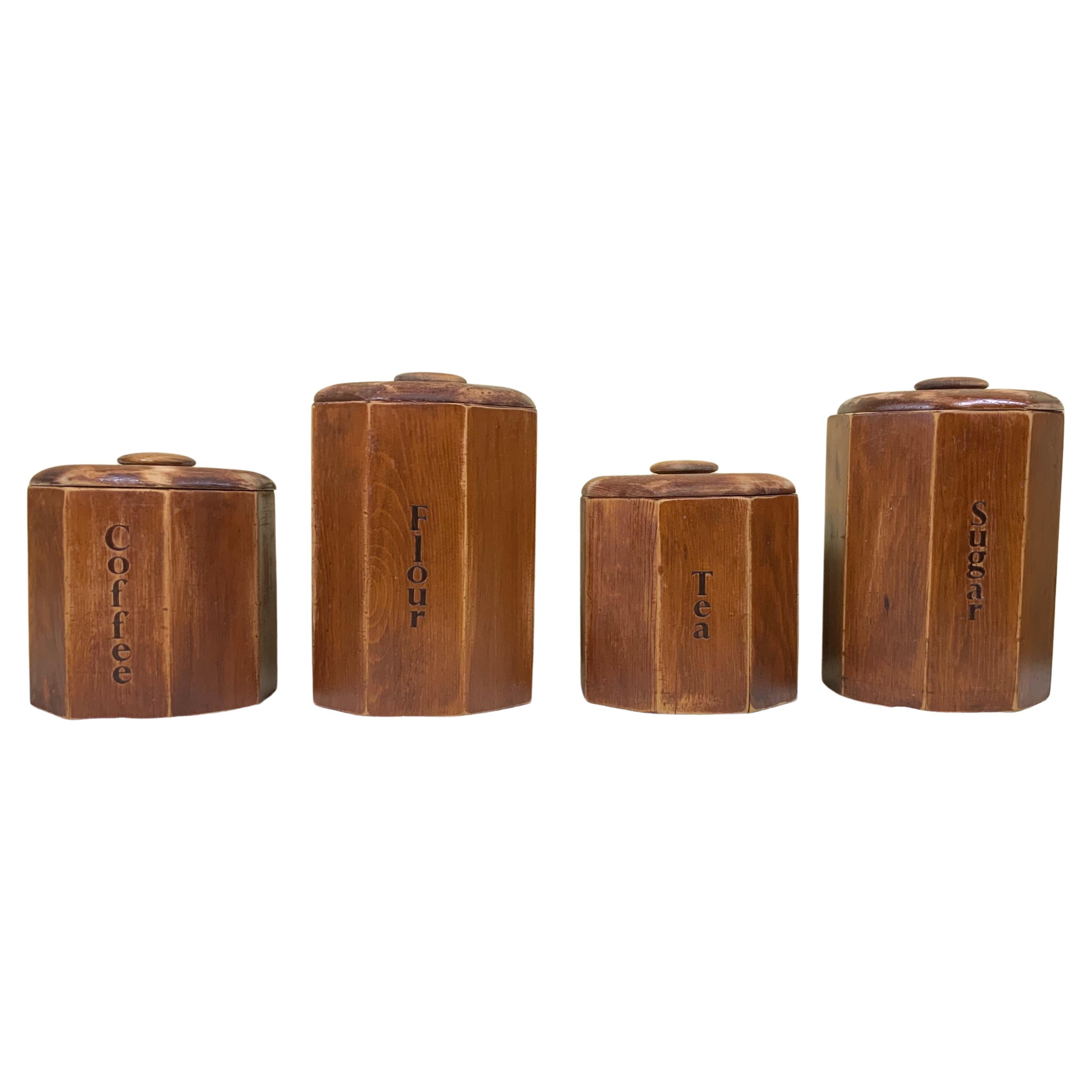 Juego de Cuatro Dispensadores de Café, Té, Azúcar y Harina