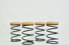 Set of Four Coil Spring Bar Stools