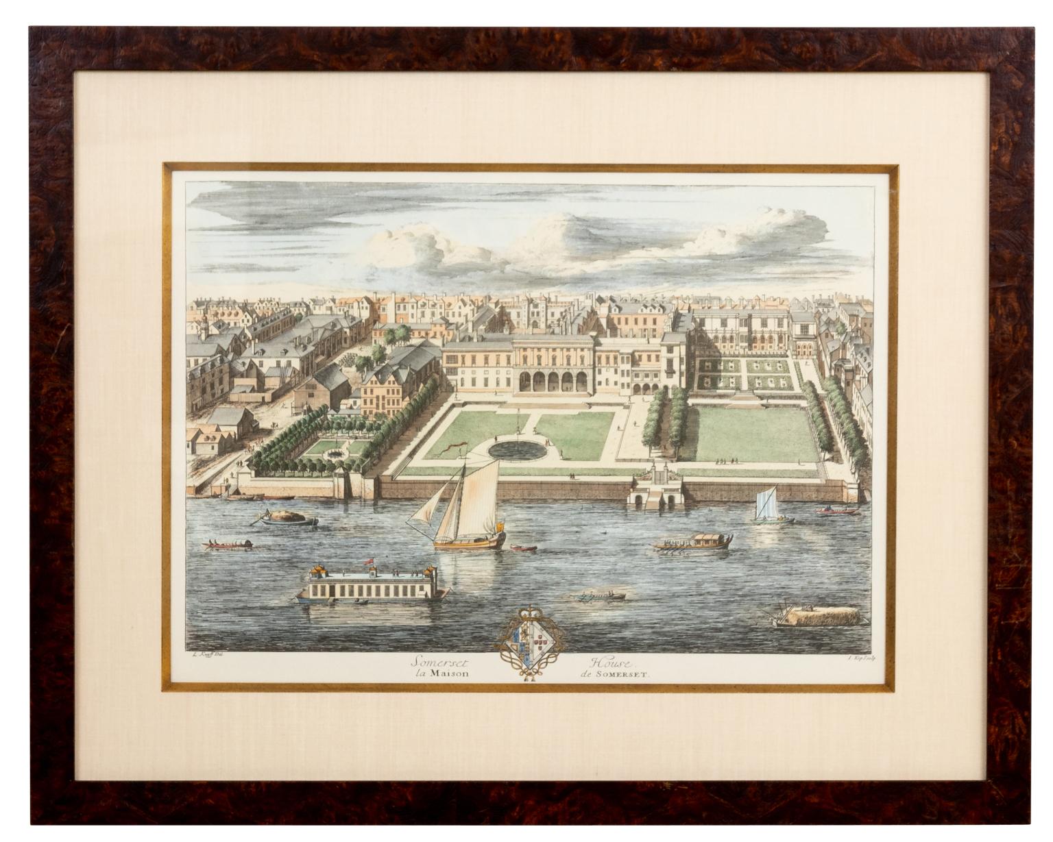 Set of Four Colored Framed British Architectural Prints In Good Condition In Stamford, CT