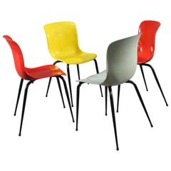 Set of Four Colorful Sonett Fiberglas Chairs Vienna, 1950