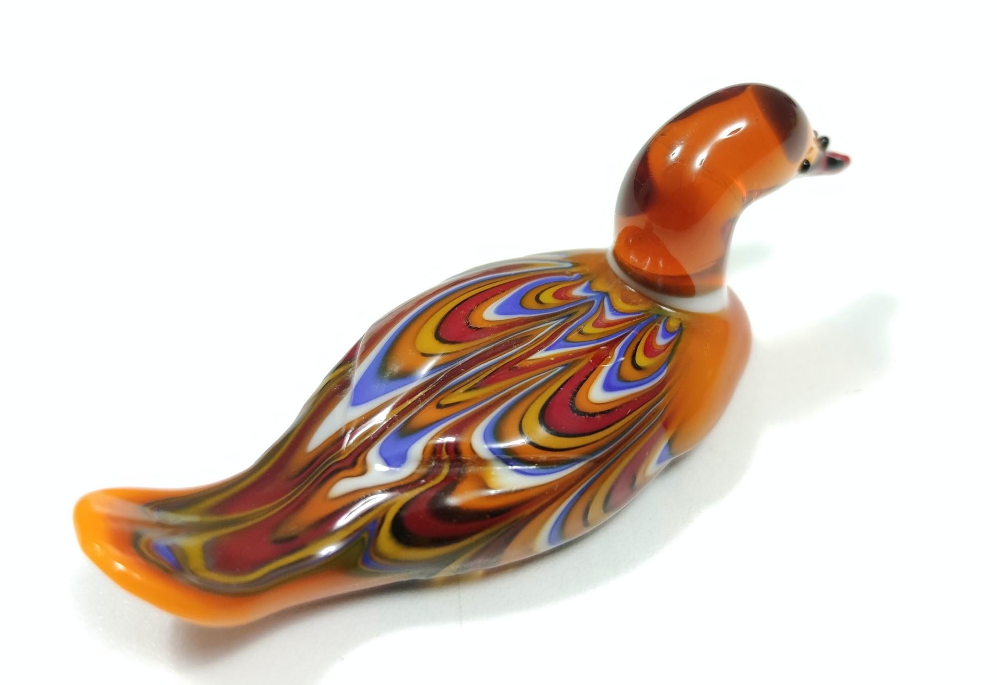 Mid-20th Century Set of Four Vintage Colorful Murano Glass Ducks, Italy