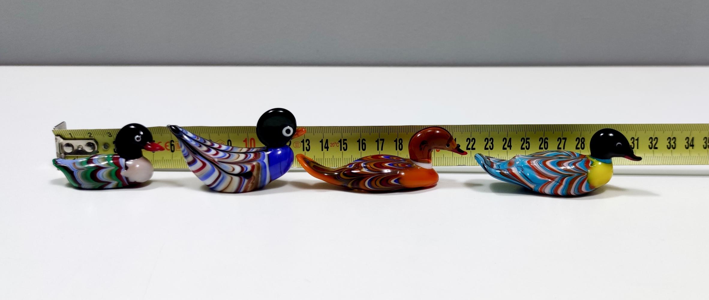 Set of Four Vintage Colorful Murano Glass Ducks, Italy 3