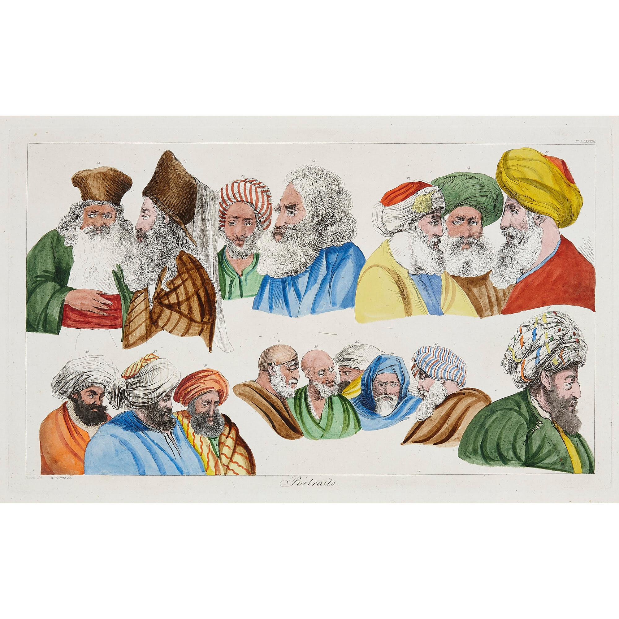 Set of Four Coloured Etchings from Description de l'Égypte For Sale 1