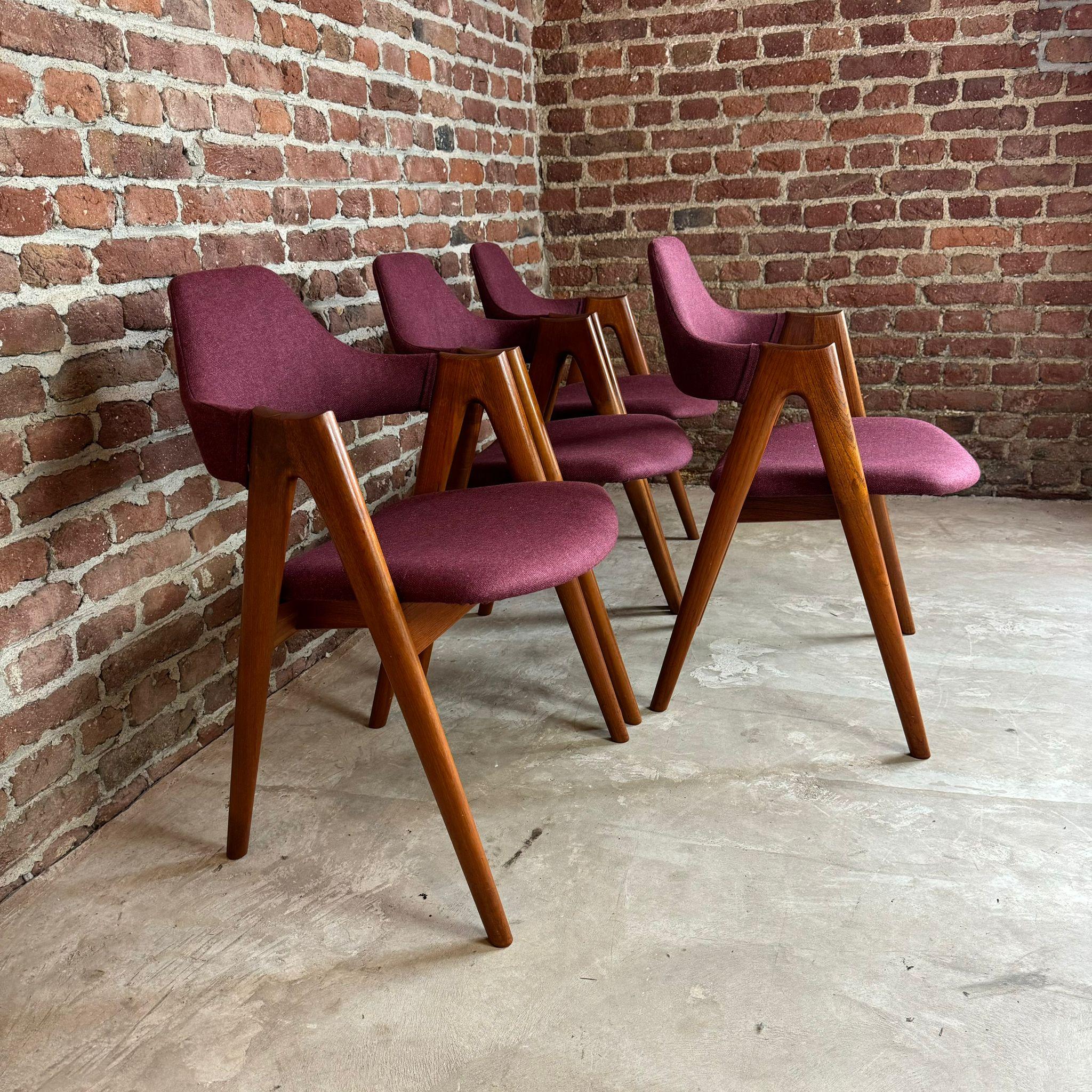Fabric Set of four Compass chair, Kai Kristiansen, Denmark 1960