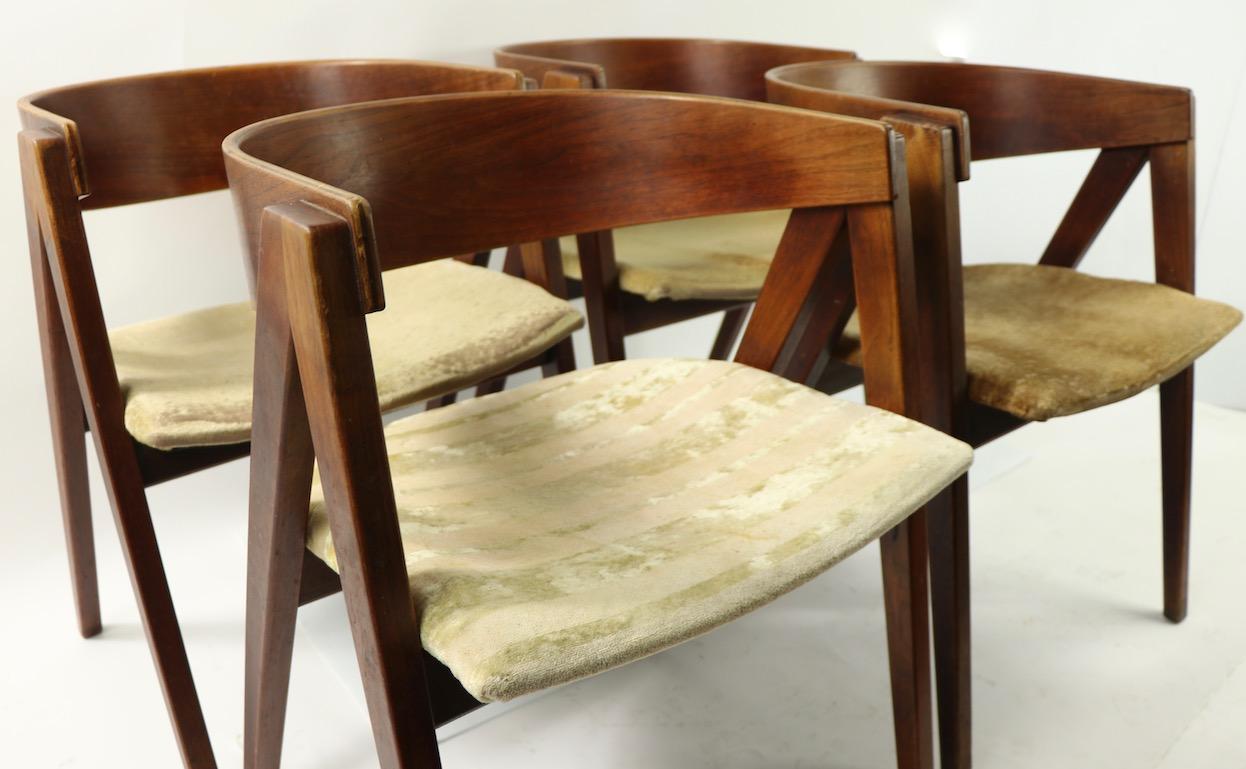 Upholstery Set of Four Compass Chairs by Allan Gould