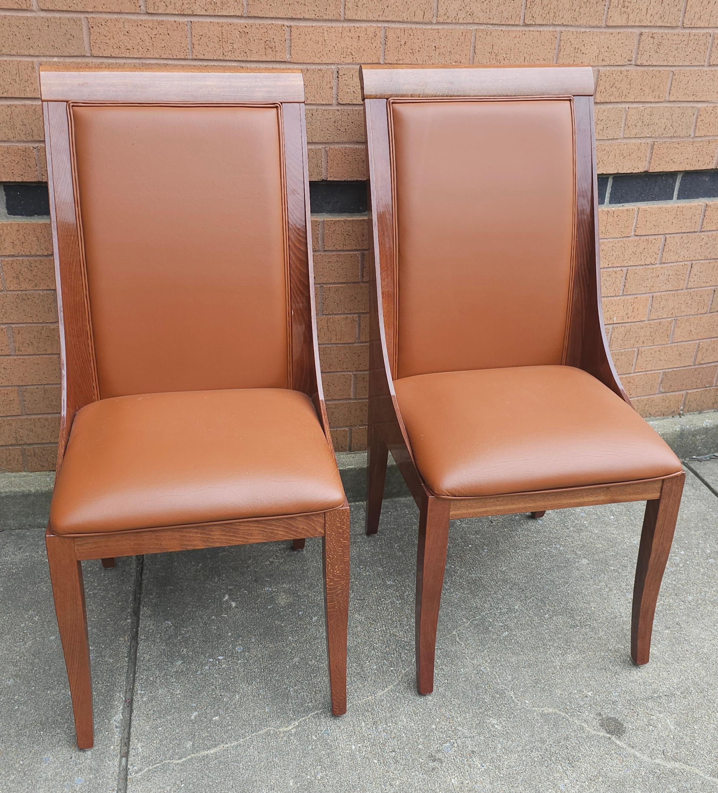 Contemporary Set of Four Constantini Pietro Rosewood and Leather Upholstered Dining Chairs For Sale