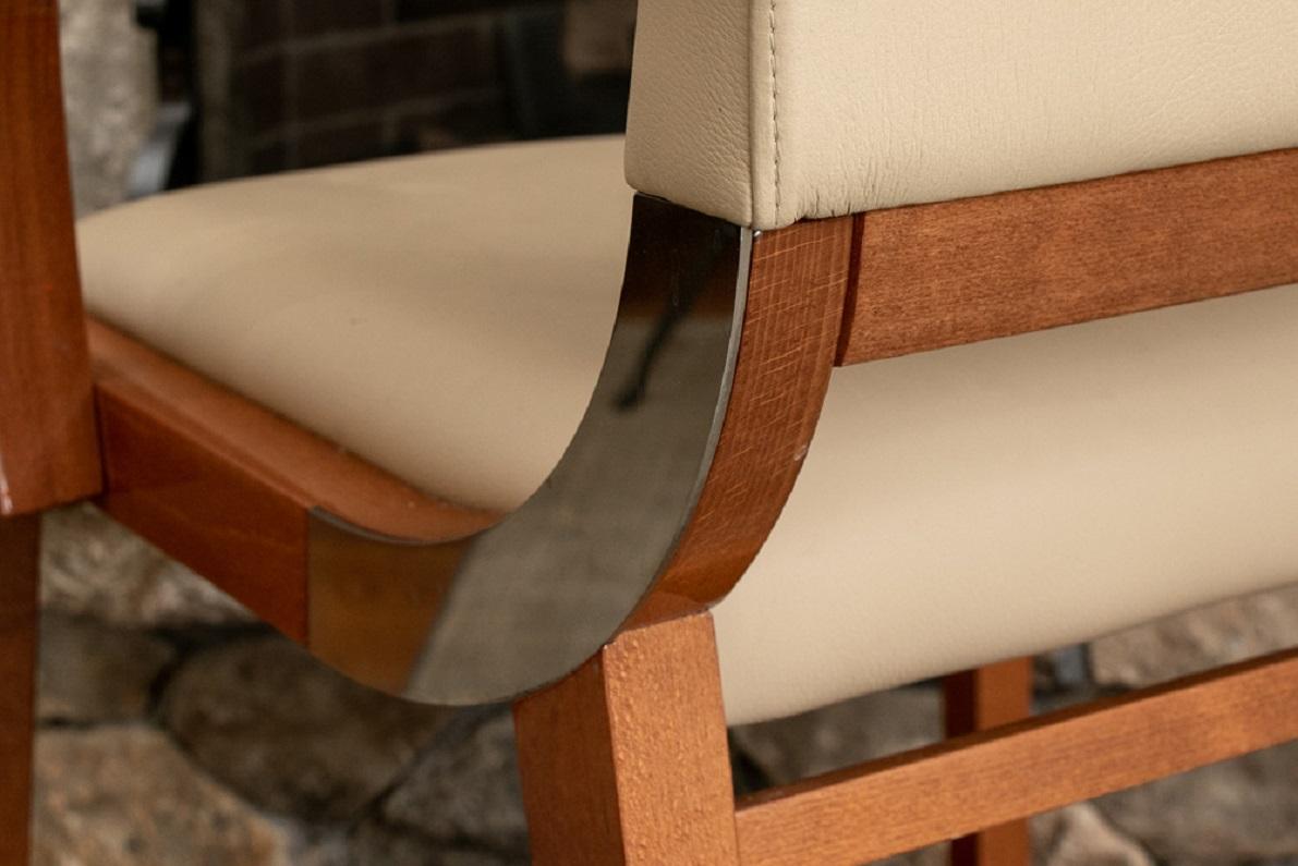 Leather Set of Four Contemporary Costantini Pietro Italian Made Designer Dining Armchair