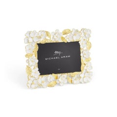 Set of Four Contemporary Gold Metal & Enamel Floral Photo Frame