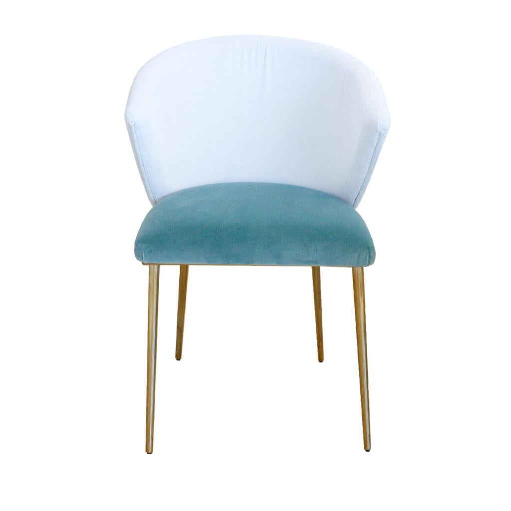 Mid-Century Modern Set of Four Contemporary Modern Cotton Velvet Italian Chairs