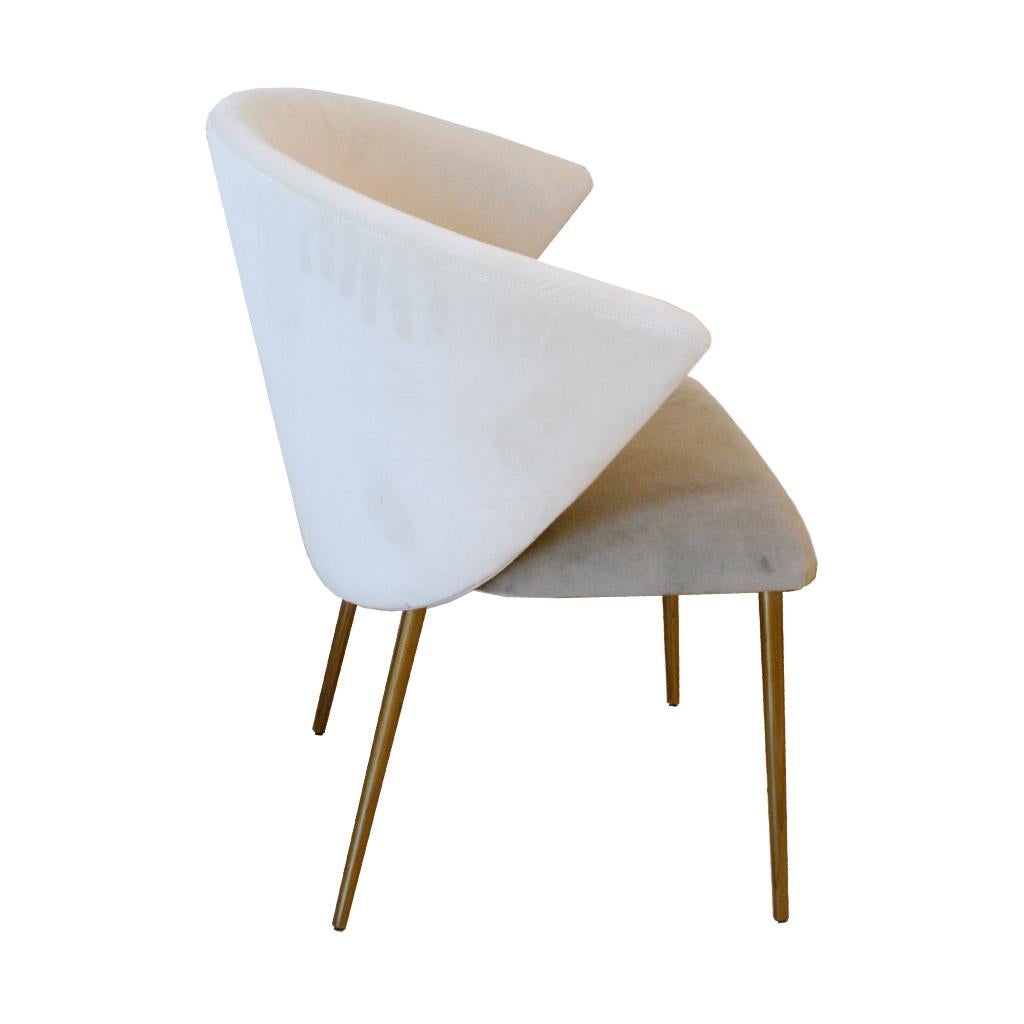 Brass Set of Four Contemporary Modern Cotton Velvet Italian Chairs