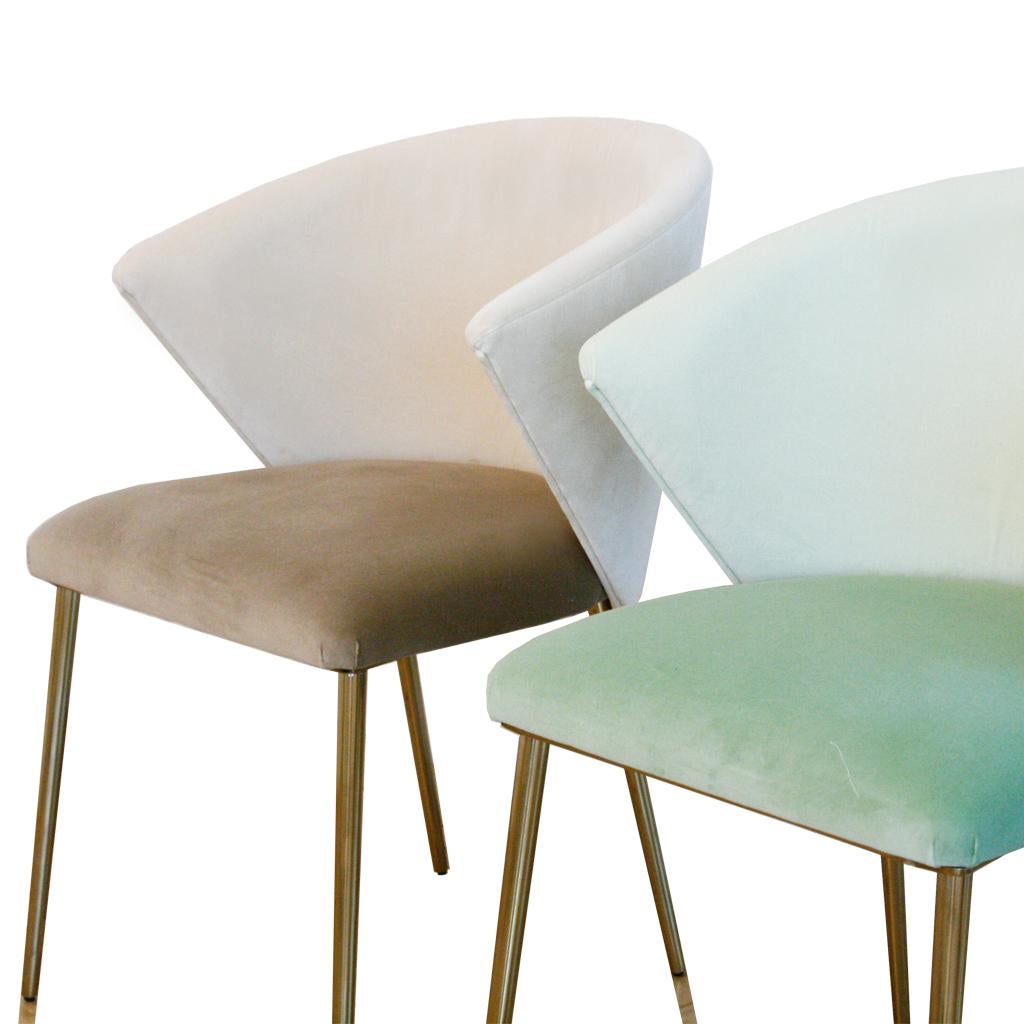 Set of Four Contemporary Modern Cotton Velvet Italian Chairs 4