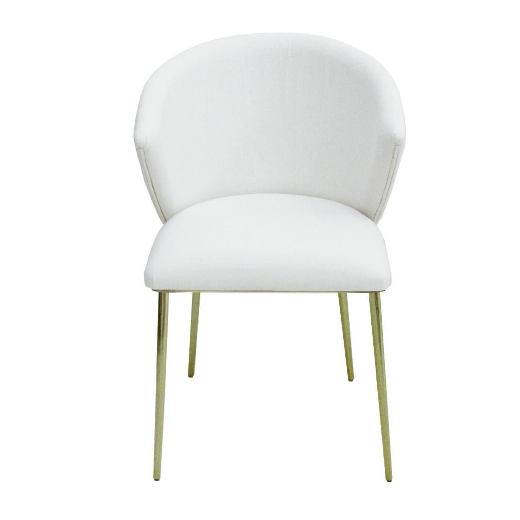 Mid-Century Modern Set of Four Contemporary Modern White Fabric Chairs For Sale