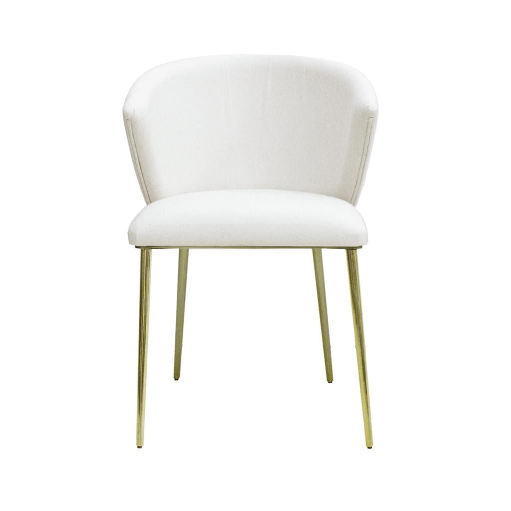 Italian Set of Four Contemporary Modern White Fabric Chairs For Sale