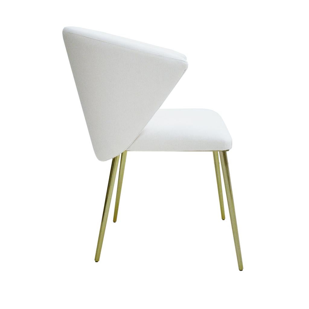 XXI secolo e contemporaneo Set di quattro sedie moderne contemporanee in tessuto bianco in vendita