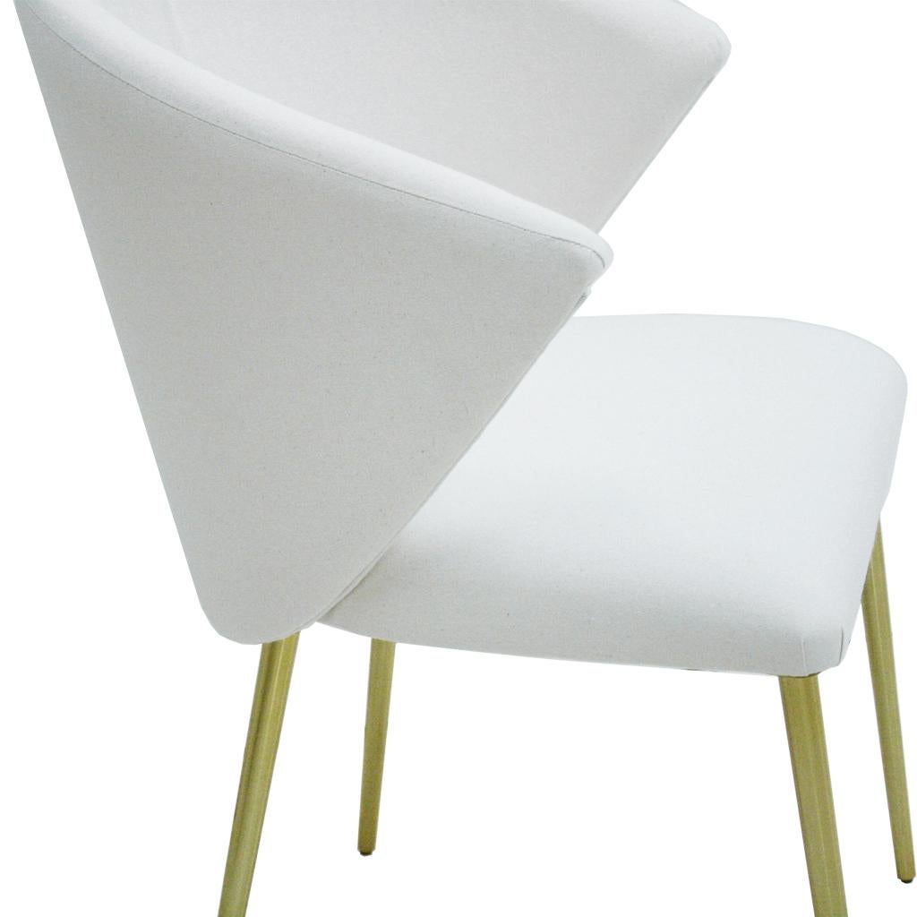 Set of Four Contemporary Modern White Fabric Chairs For Sale 2