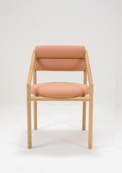 Set di quattro sedie da pranzo contemporanee in Oak con schienale cilindrico imbottito