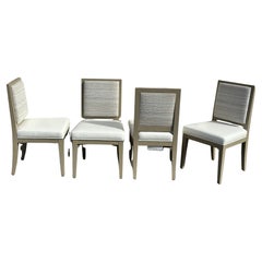 Set of Four Contemporary White Leather Seat Dining Chairs by Silva