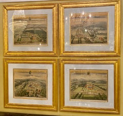 Satz von vier Kupferstichen beschriftet und fein gerahmt:: Leonard Knyff