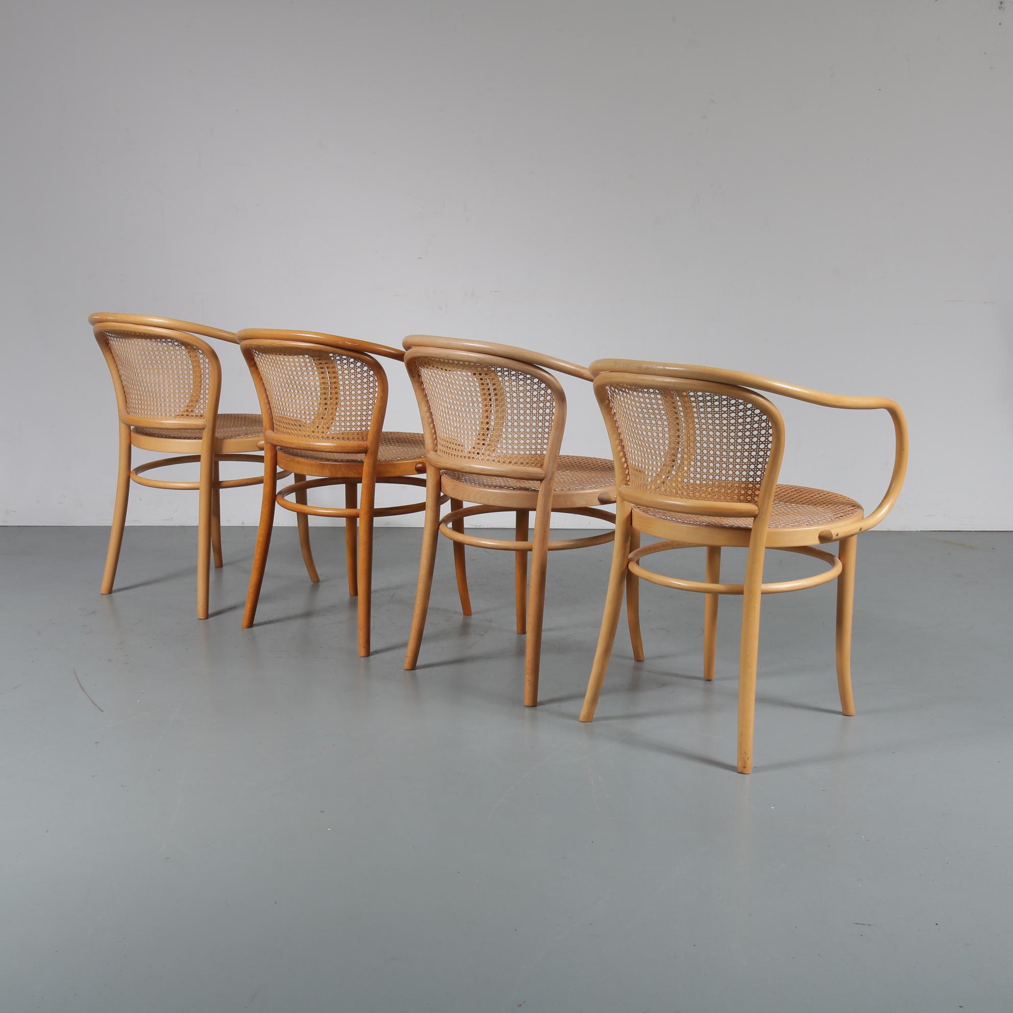 Rush Set of Four Corbusier Armchairs by Michael Thonet, Germany 1920