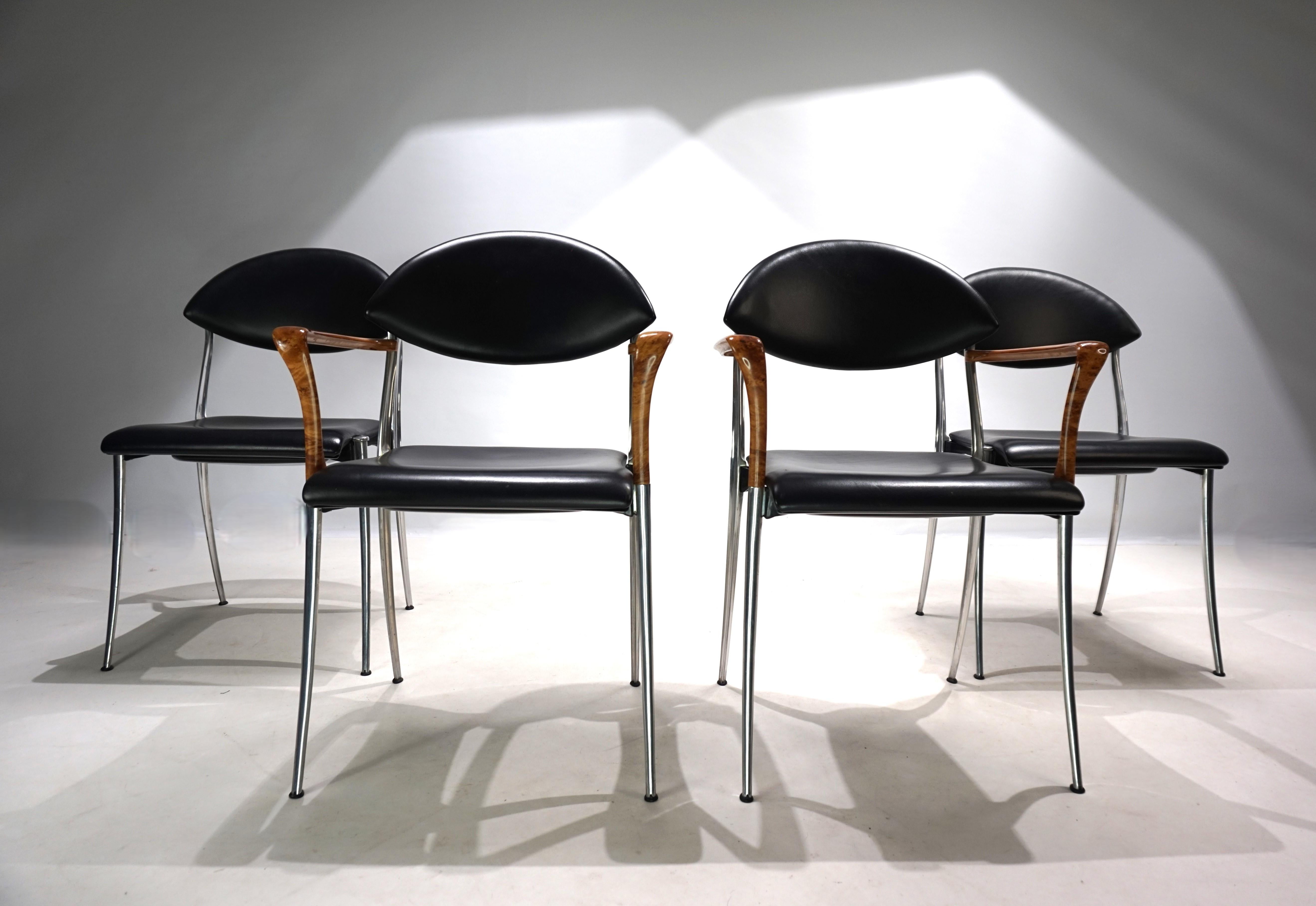 Set of four Coro dining chairs by Luigi Origlia, 1980 For Sale 4