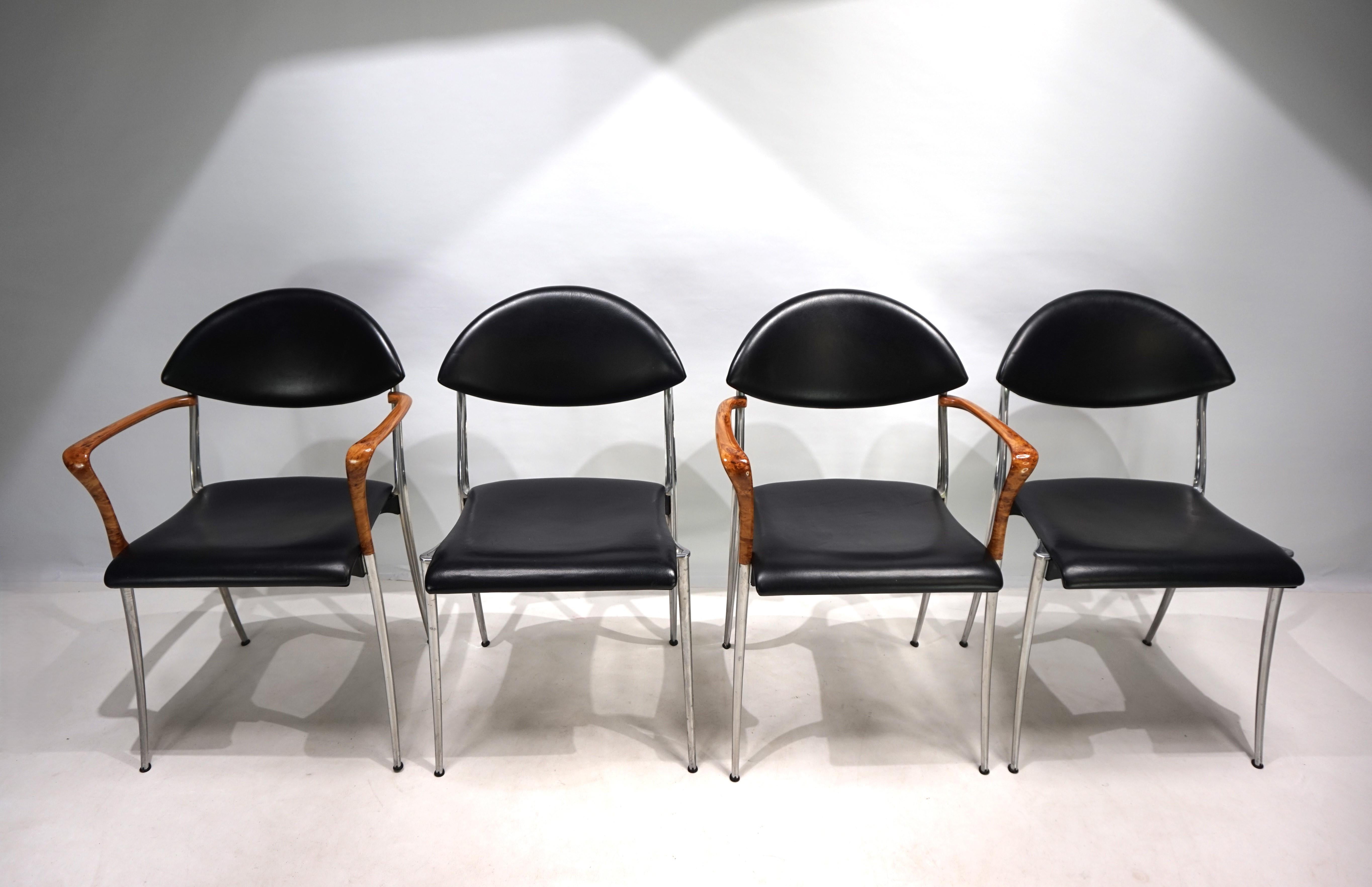 Italian Set of four Coro dining chairs by Luigi Origlia, 1980 For Sale