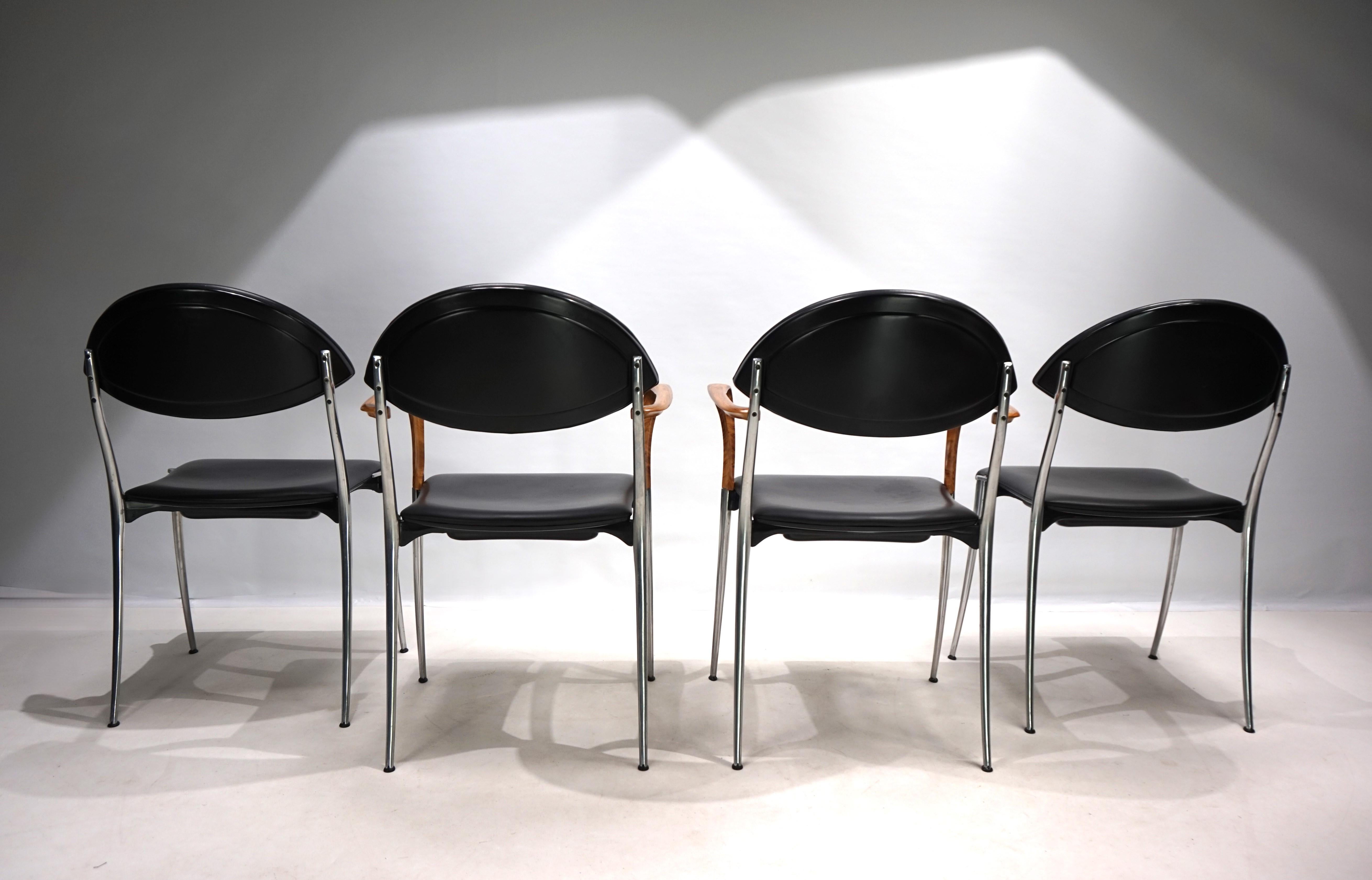 Set of four Coro dining chairs by Luigi Origlia, 1980 In Good Condition For Sale In Ludwigslust, DE
