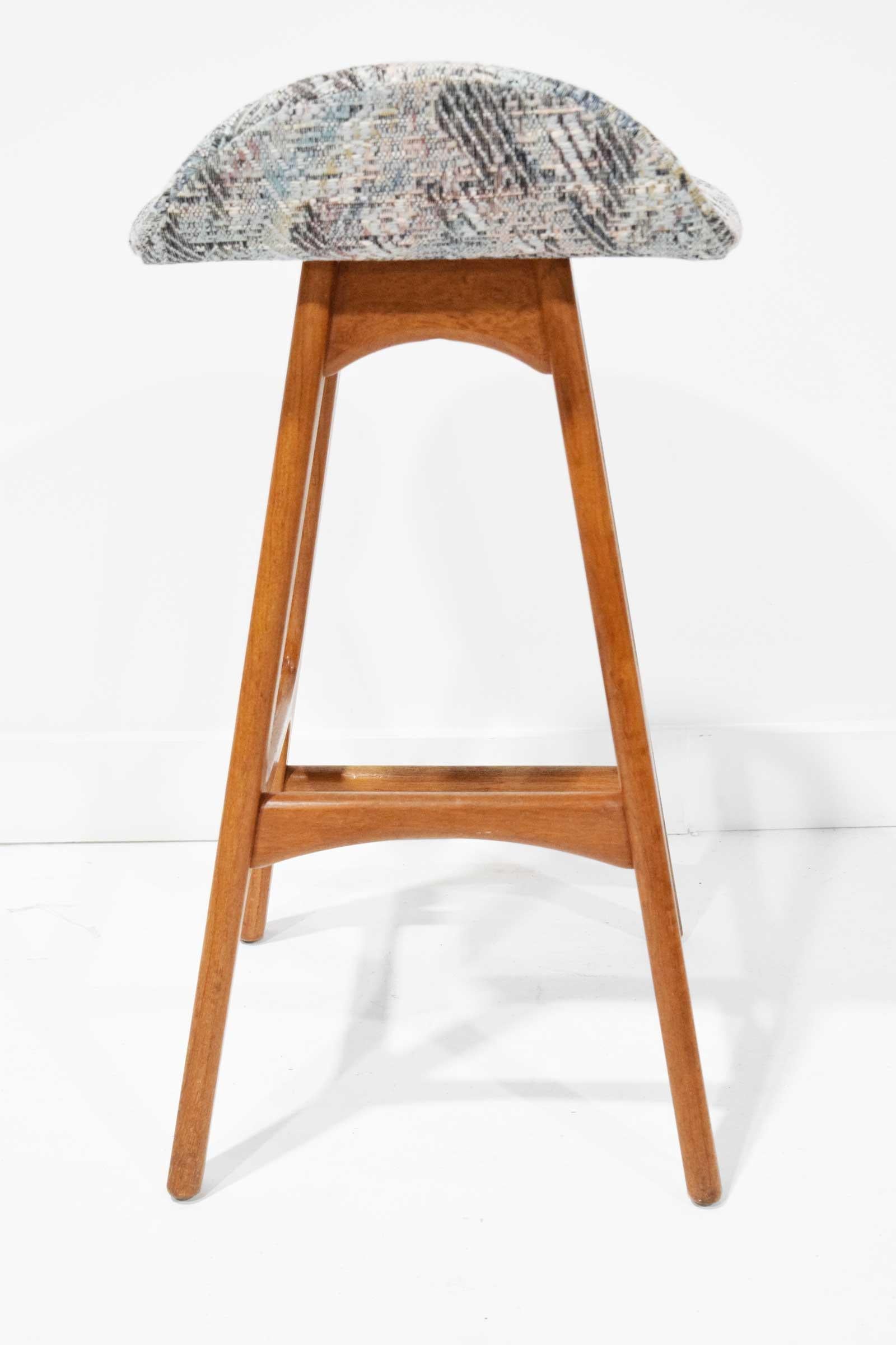 Upholstery Set of Four Counter Height Stools by Erik Buch, 1960s