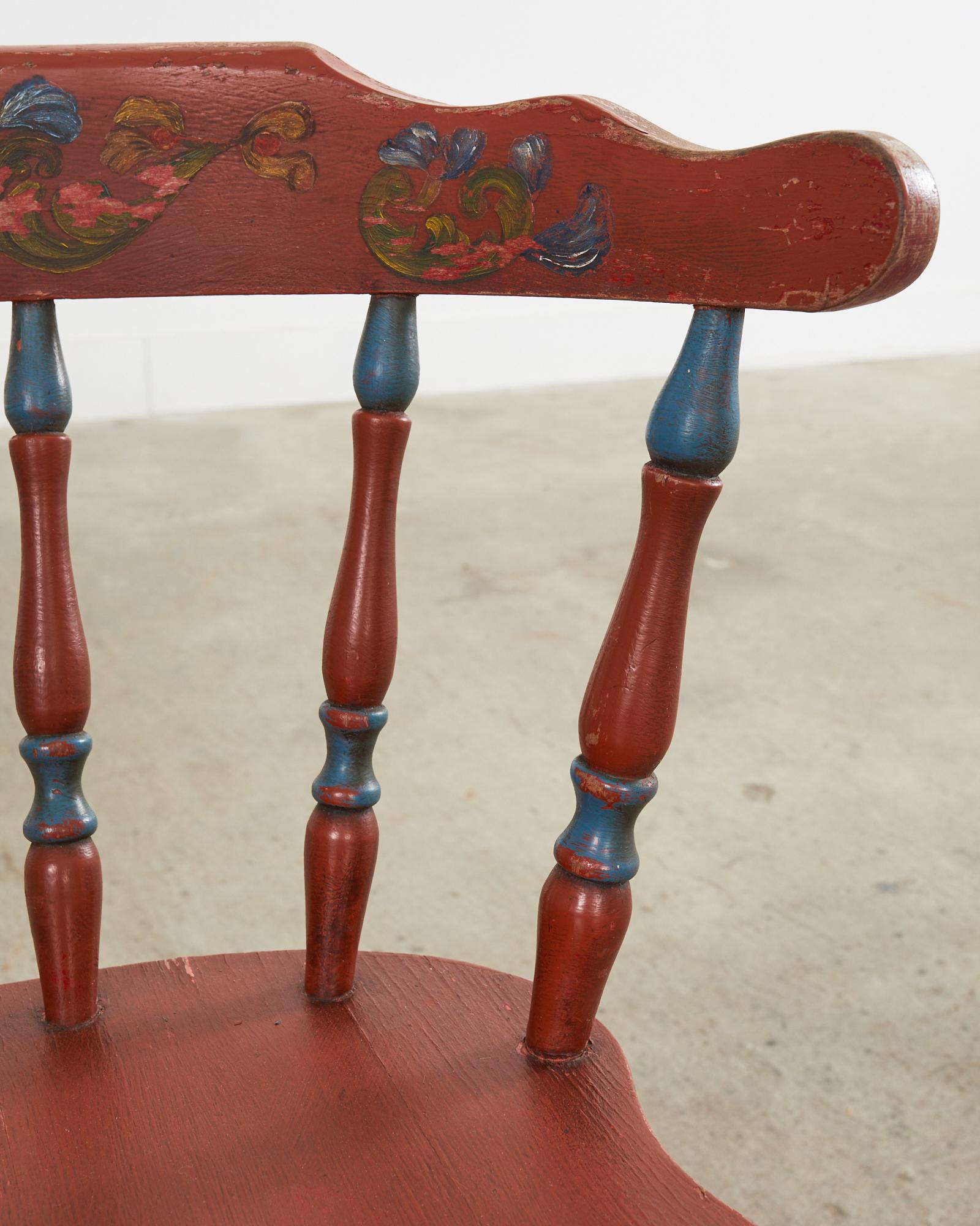 Set of Four Country Danish Painted Windsor Captain's Chair For Sale 12