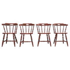 Set of Four Country Danish Painted Windsor Captain's Chair