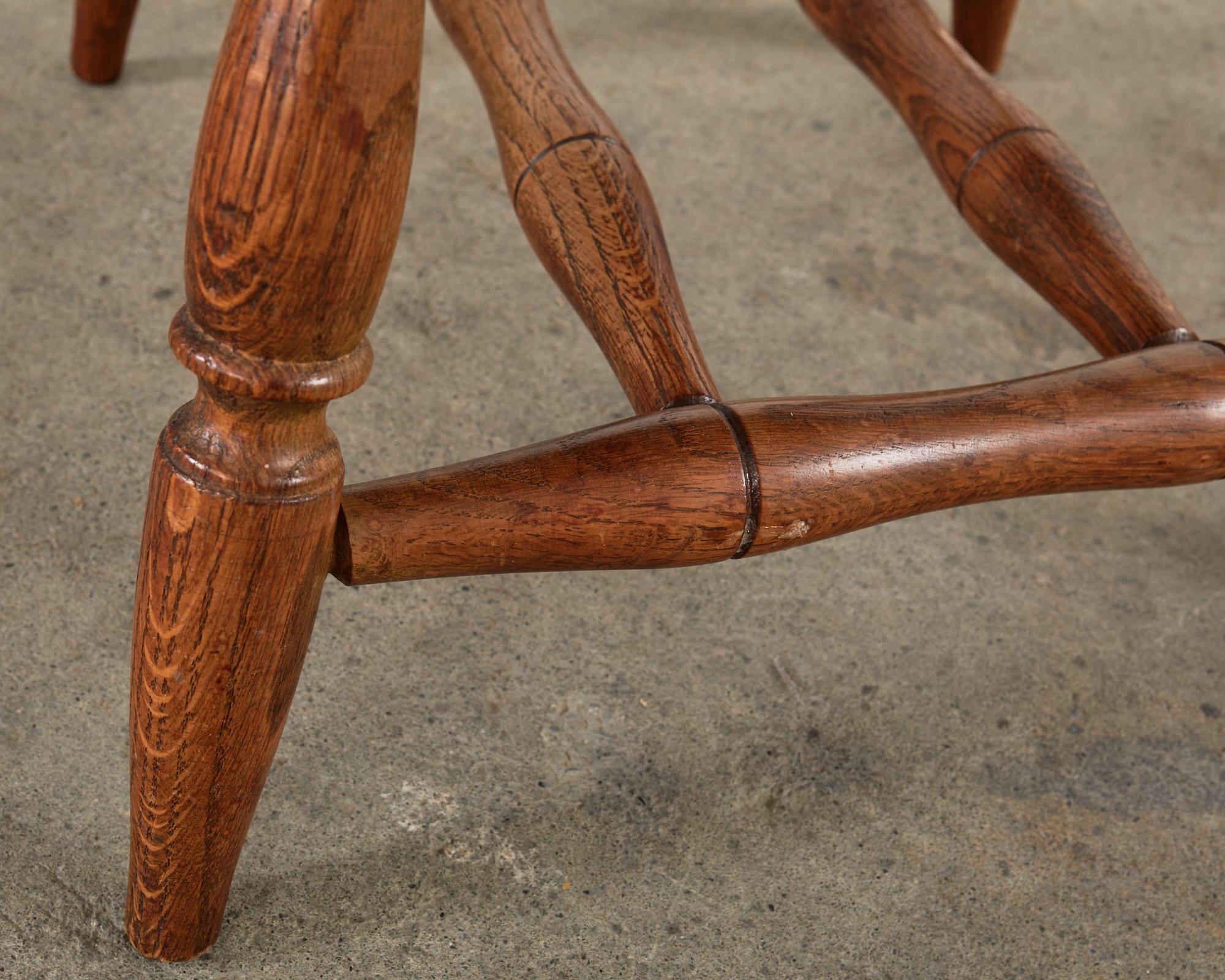 Set of Four Country English Oak Hoop Back Windsor Armchairs 7