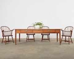 Set of Four Country English Oak Hoop Back Windsor Armchairs