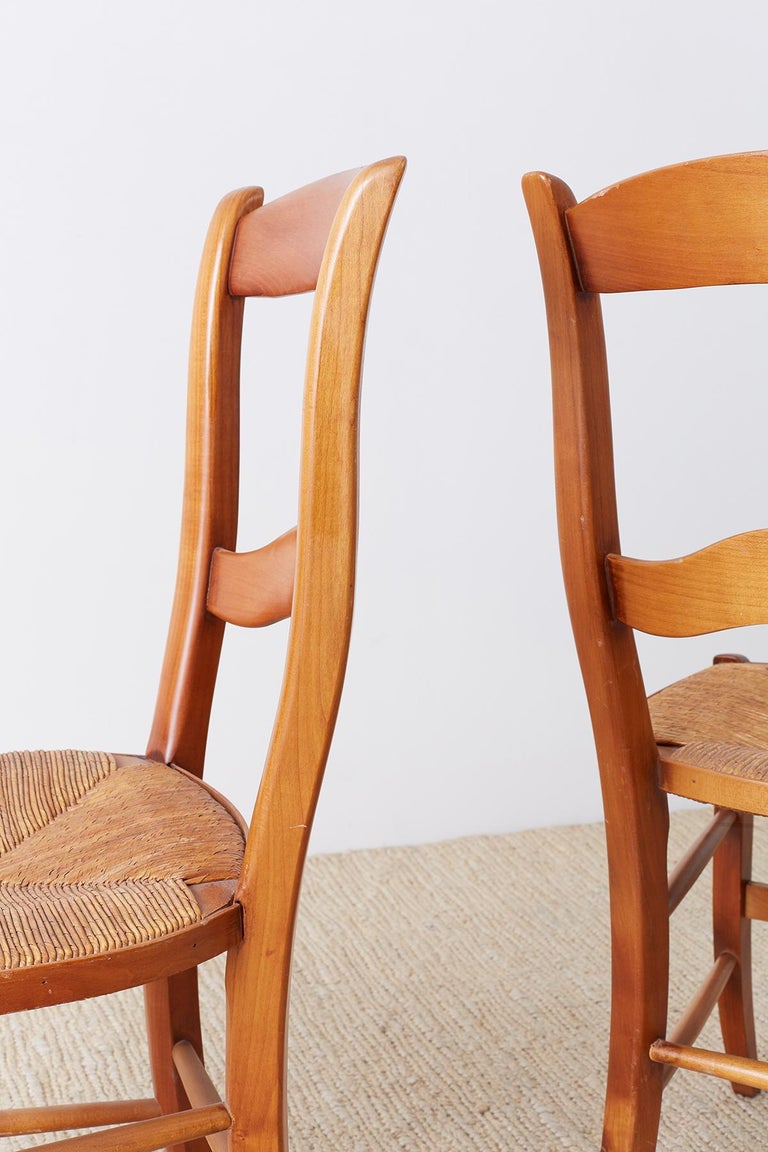 Set of Four Country French Rush Seat Dining Chairs at 1stDibs