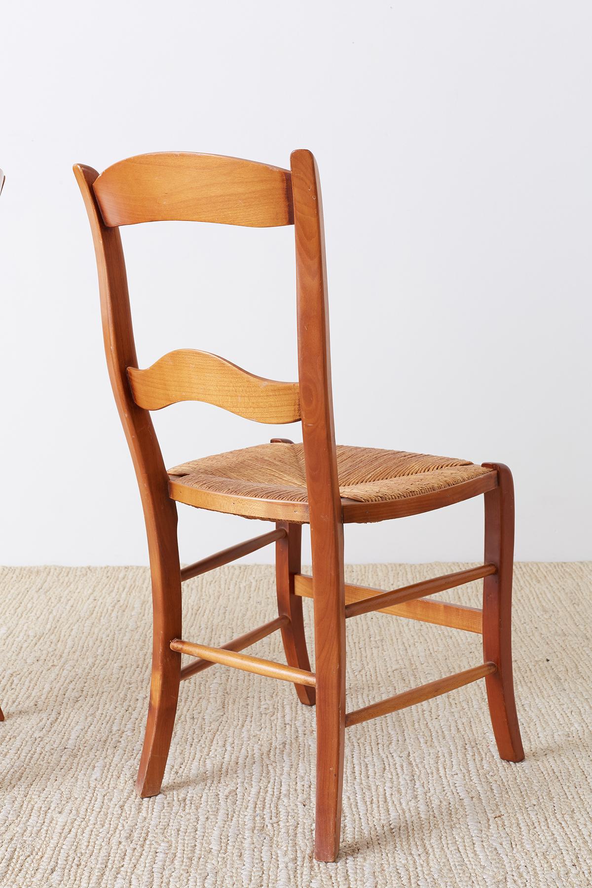 Set of Four Country French Rush Seat Dining Chairs 8