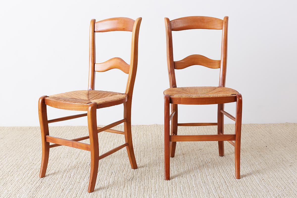 Set of Four Country French Rush Seat Dining Chairs 3