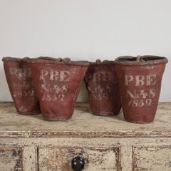 Set of Four Country House Leather Fire Buckets
