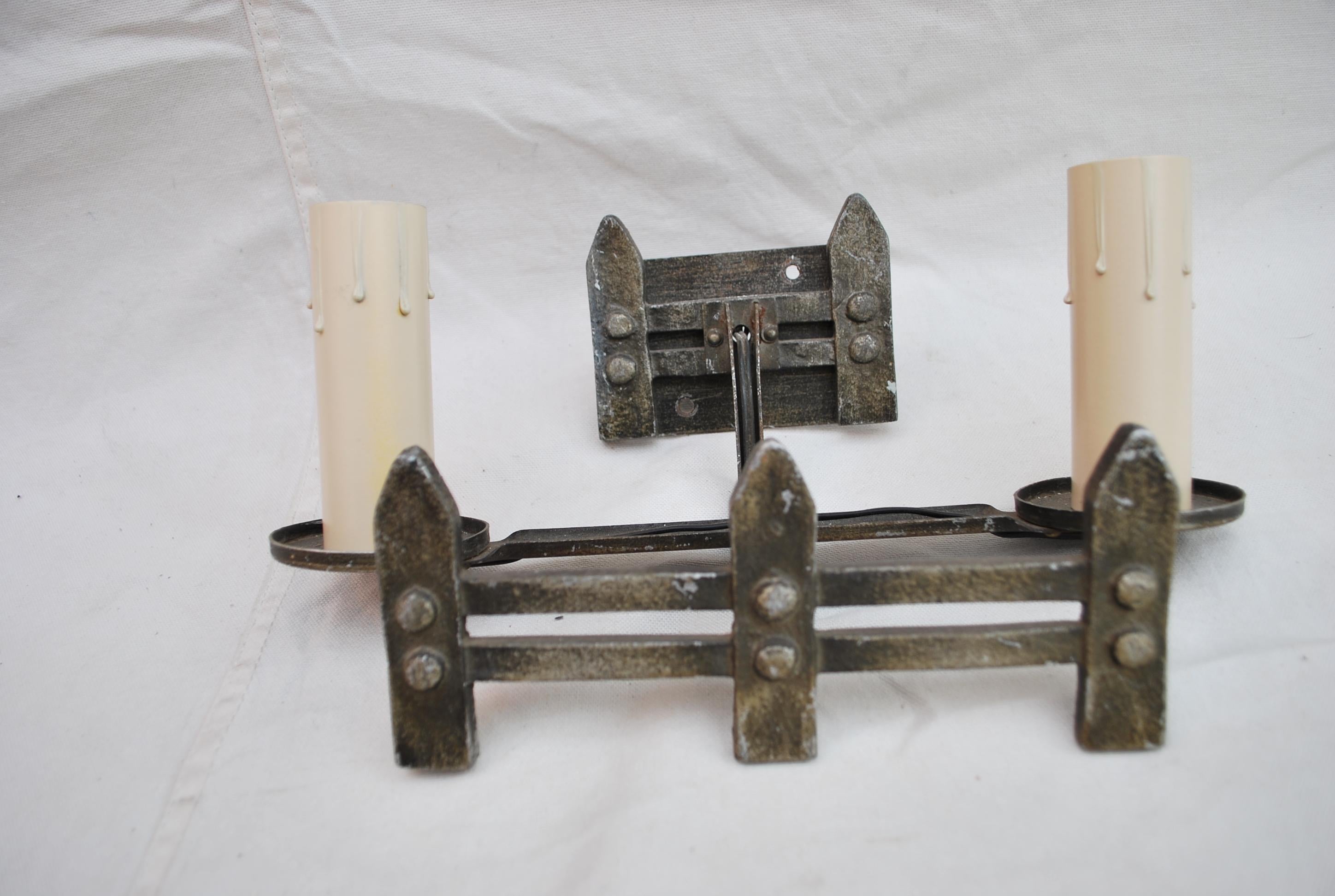 American Set of Four Craftsman/Gothic Sconces For Sale