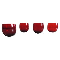Set of Four Cranberry Vintage Tumbler Glasses