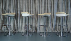 Set of Four Cream Leather Walter Knoll Turtle Bar/Counter Stools, Pearson, Lloyd