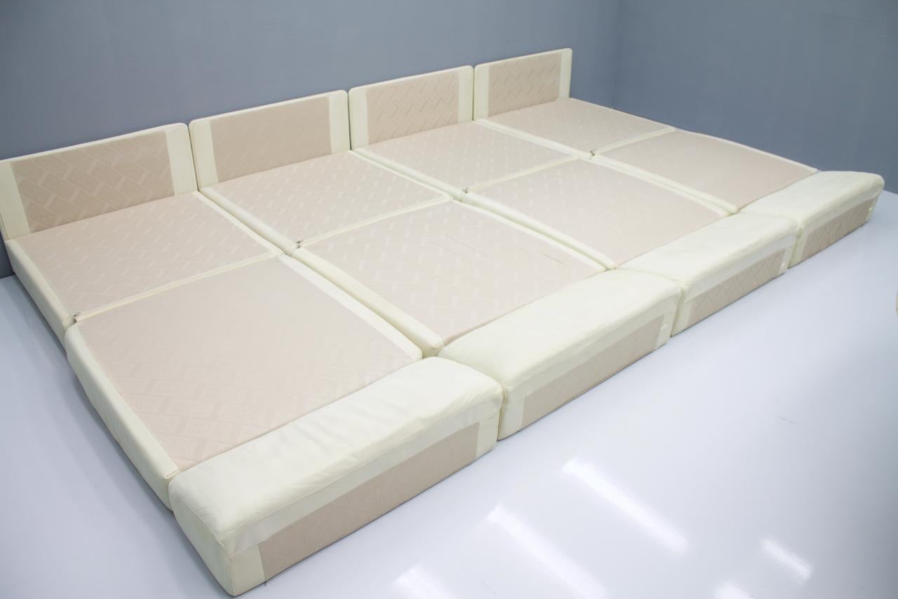 Set of Four Cream White Leather Modular Sofa Elements DS 76 De Sede, Switzerland 8