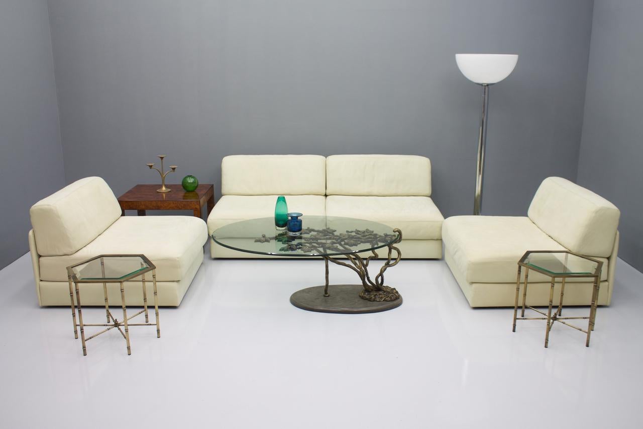 Set of Four Cream White Leather Modular Sofa Elements DS 76 De Sede, Switzerland 6