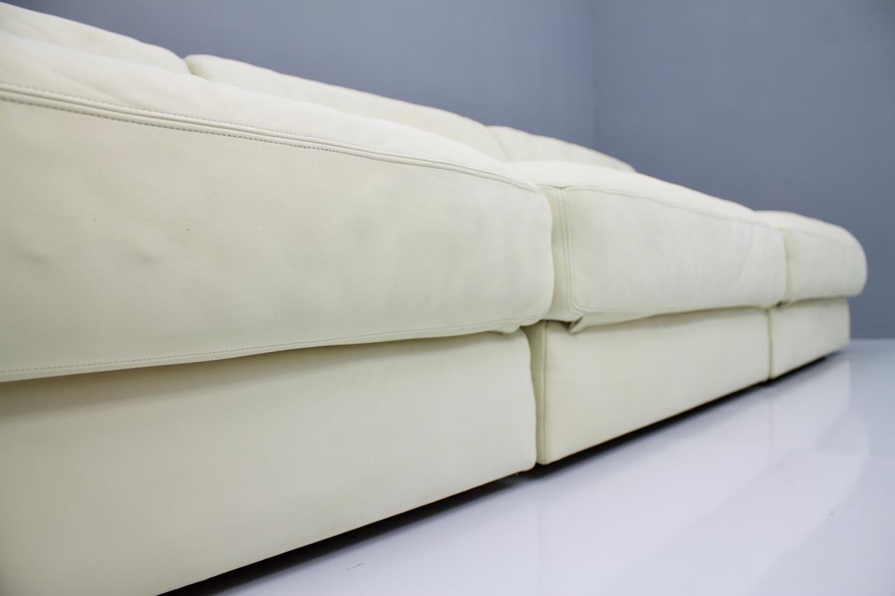 Swiss Set of Four Cream White Leather Modular Sofa Elements DS 76 De Sede, Switzerland