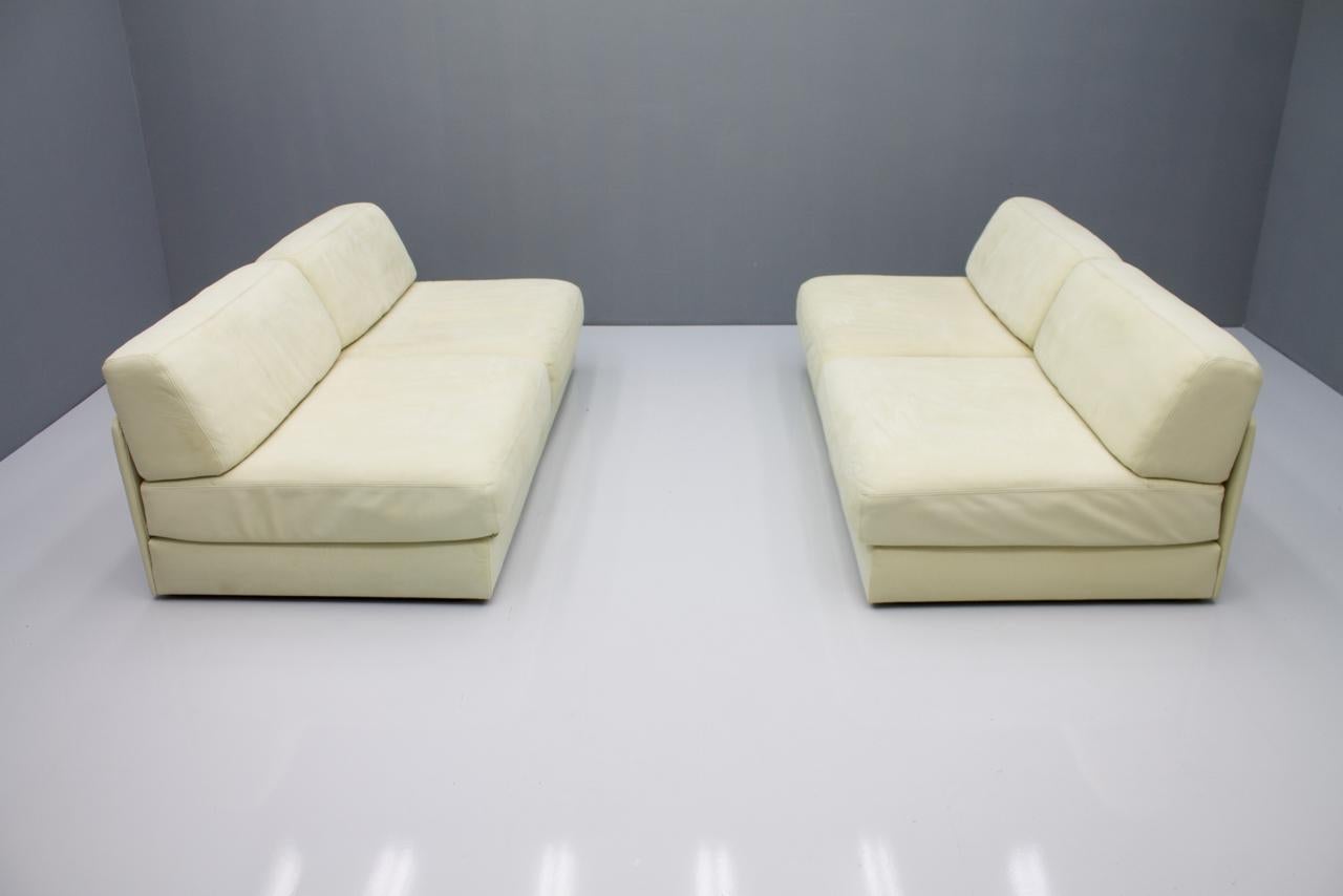 Set of Four Cream White Leather Modular Sofa Elements DS 76 De Sede, Switzerland In Good Condition In Frankfurt / Dreieich, DE