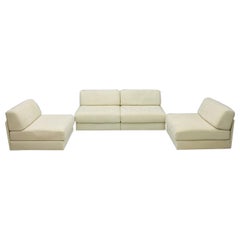 Set of Four Cream White Leather Modular Sofa Elements DS 76 De Sede, Switzerland