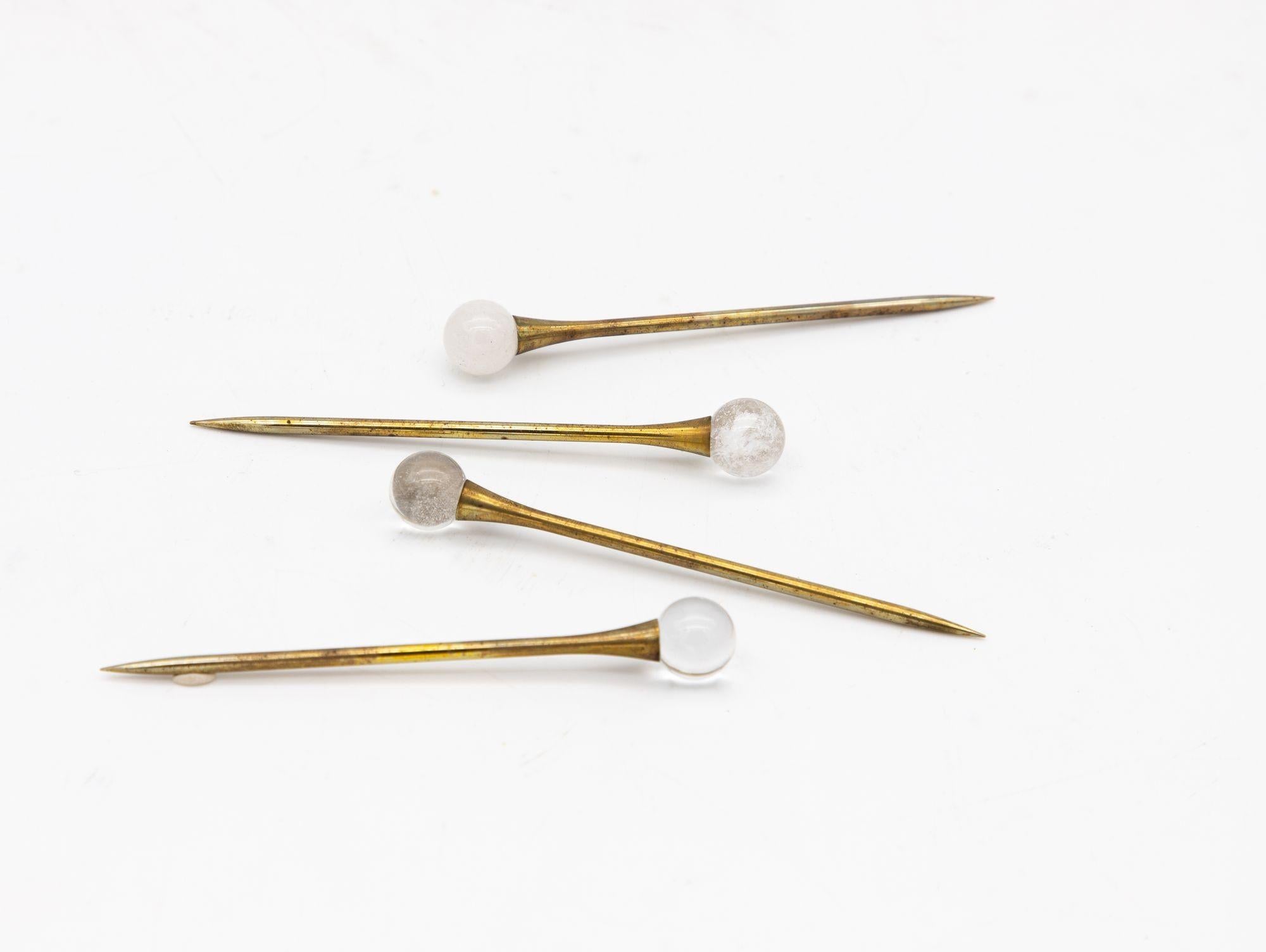 Set of Four Crystal and Gold Cocktail Stirrers or Picks For Sale 2