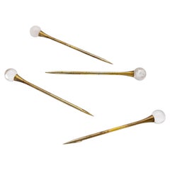 Vintage Set of Four Crystal and Gold Cocktail Stirrers or Picks