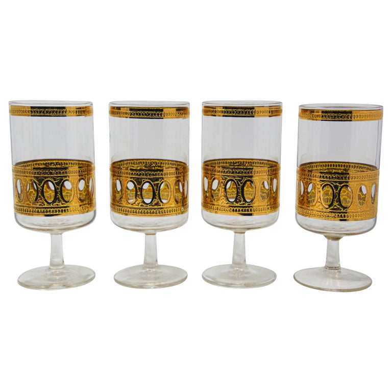 Mid Century Bar Glasses, Elixir Fixer, Gold, Elixer, Cocktails, Barware 