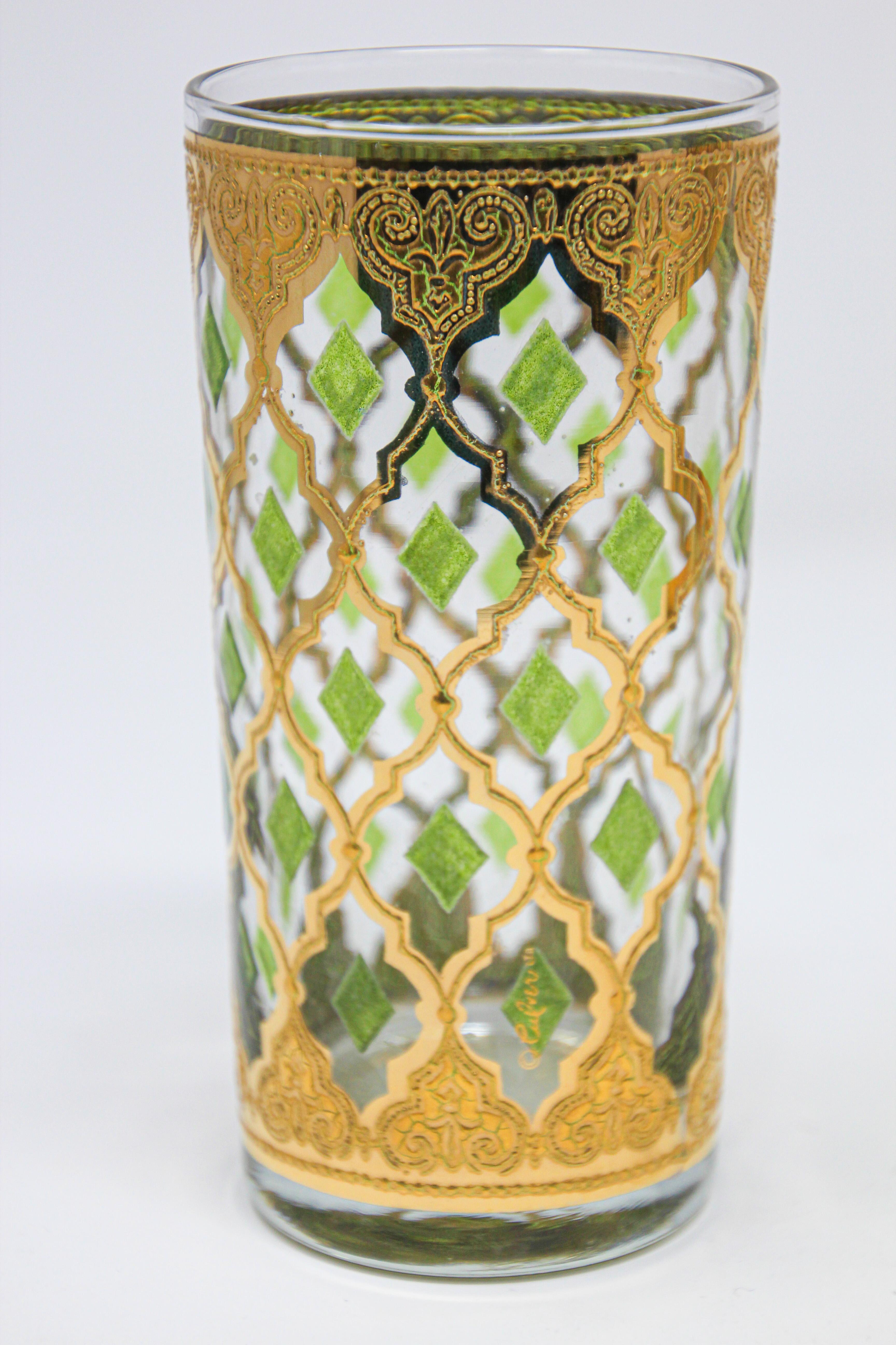 Set of Four Vintage Culver Highball Glasses with 22-Karat Gold Valencia Design 3
