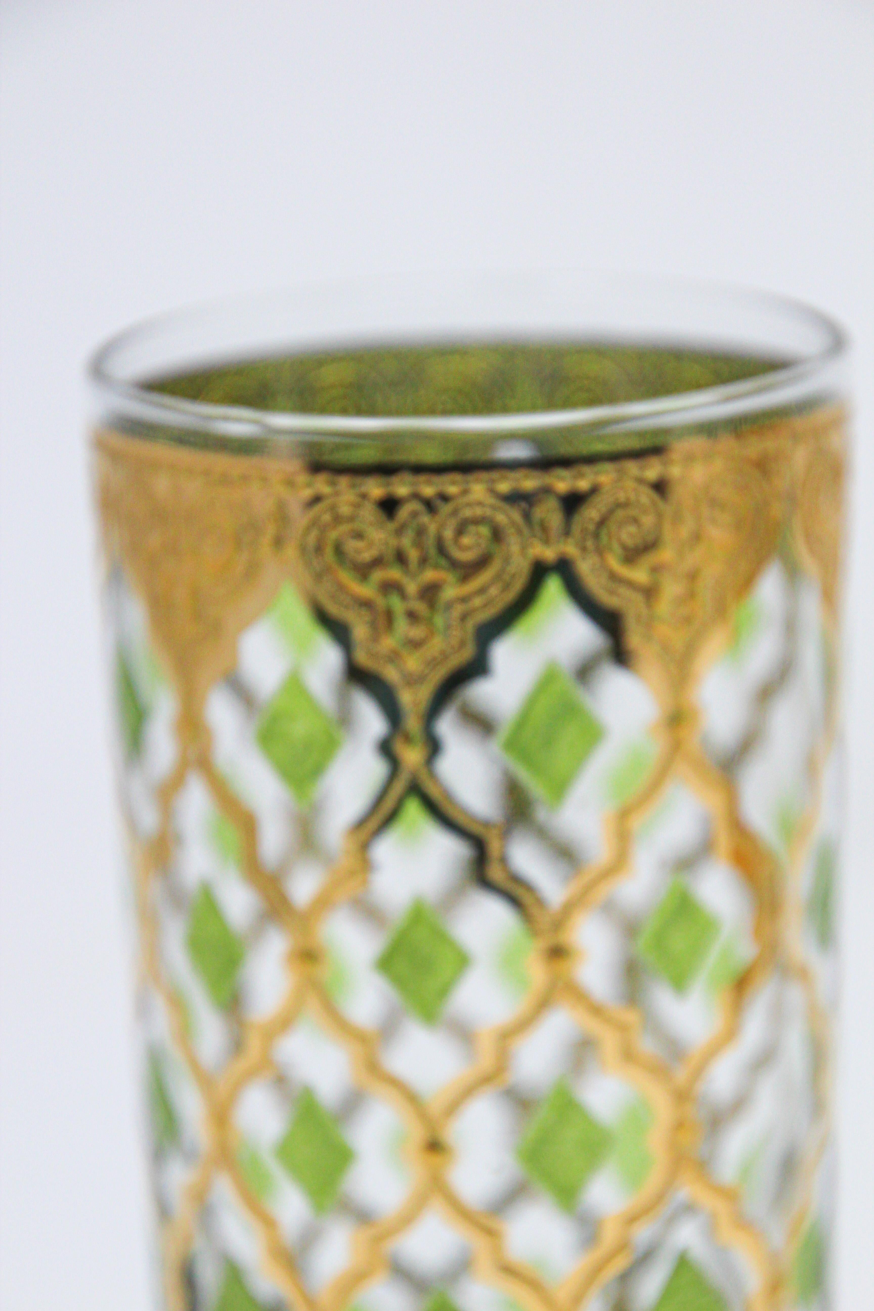 Set of Four Vintage Culver Highball Glasses with 22-Karat Gold Valencia Design 4