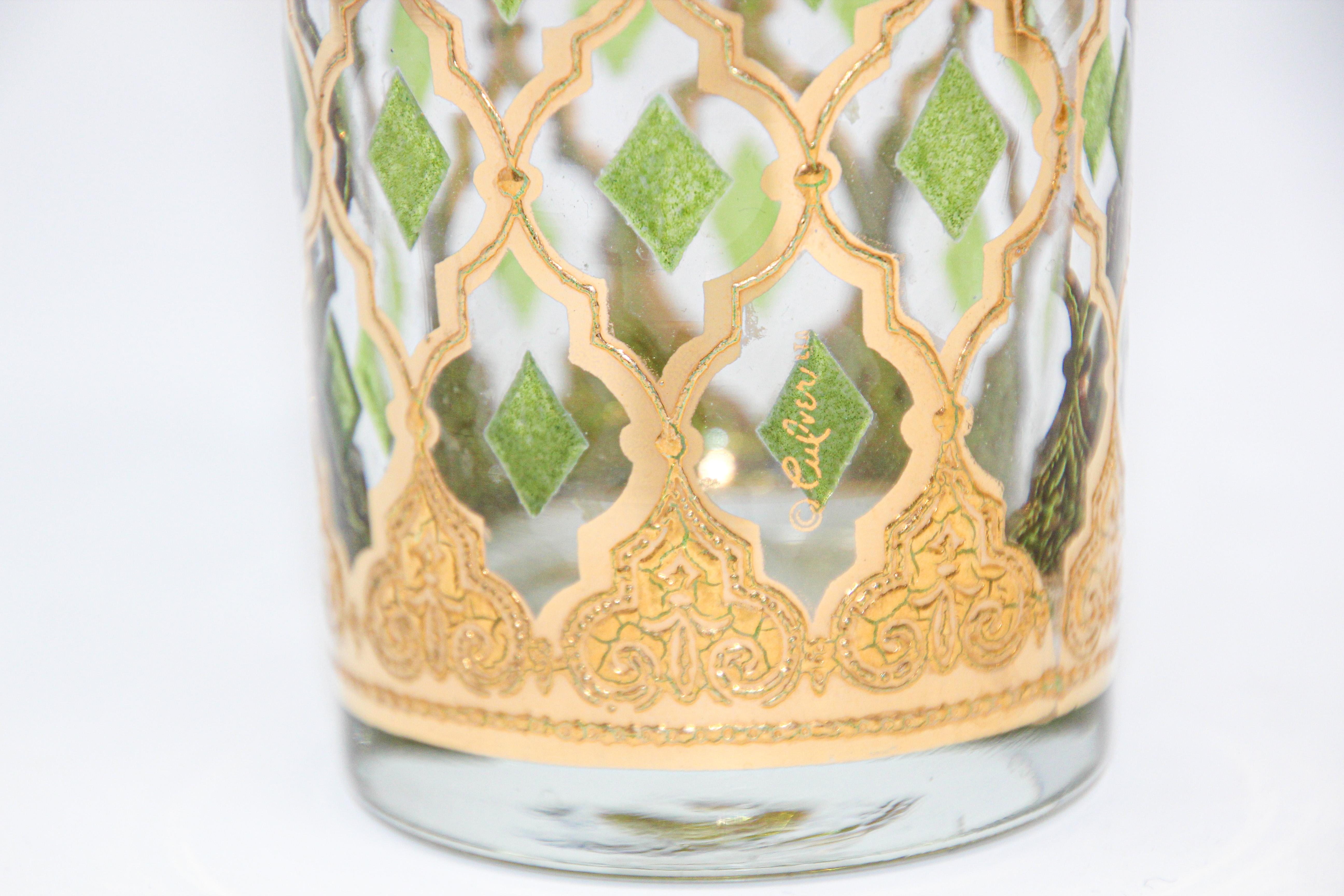 Set of Four Vintage Culver Highball Glasses with 22-Karat Gold Valencia Design 5
